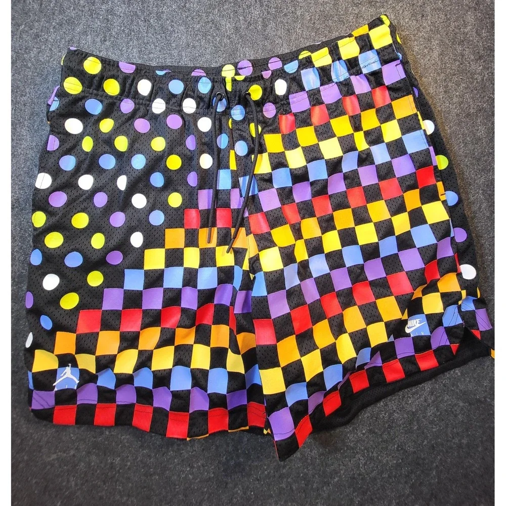 Jordan Shorts Mens Black Multicolor Print Graphic Jumpman Logo Large AOP
